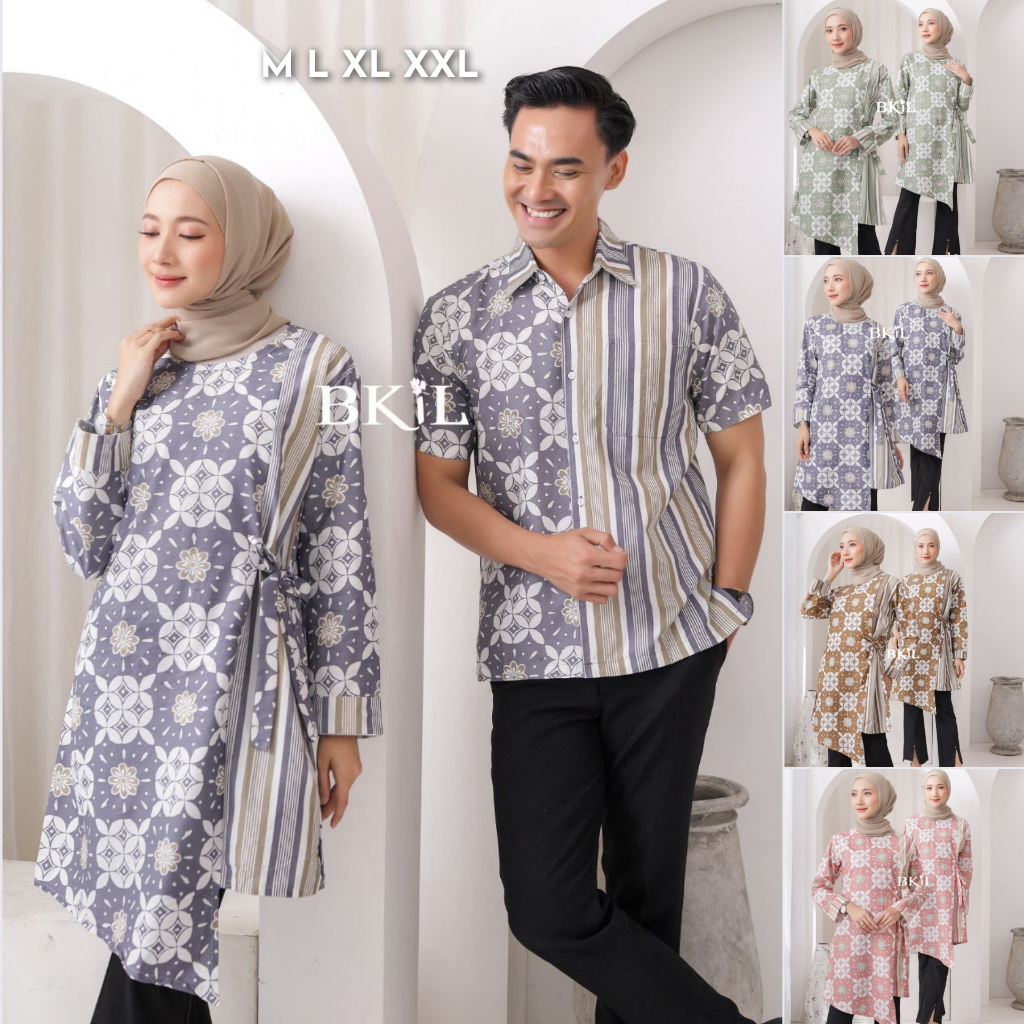 Atasan Tunik Batik Wanita Kawung Salur Hem Batik Pria