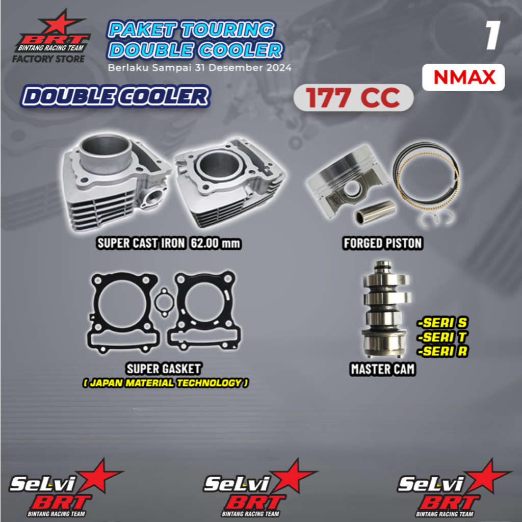 PAKET TOURING BOREUP DOUBLE COOLER BLOK CAST IRON SET PISTON 62.00mm MASTER CAM NOKEN AS NMAX BRT