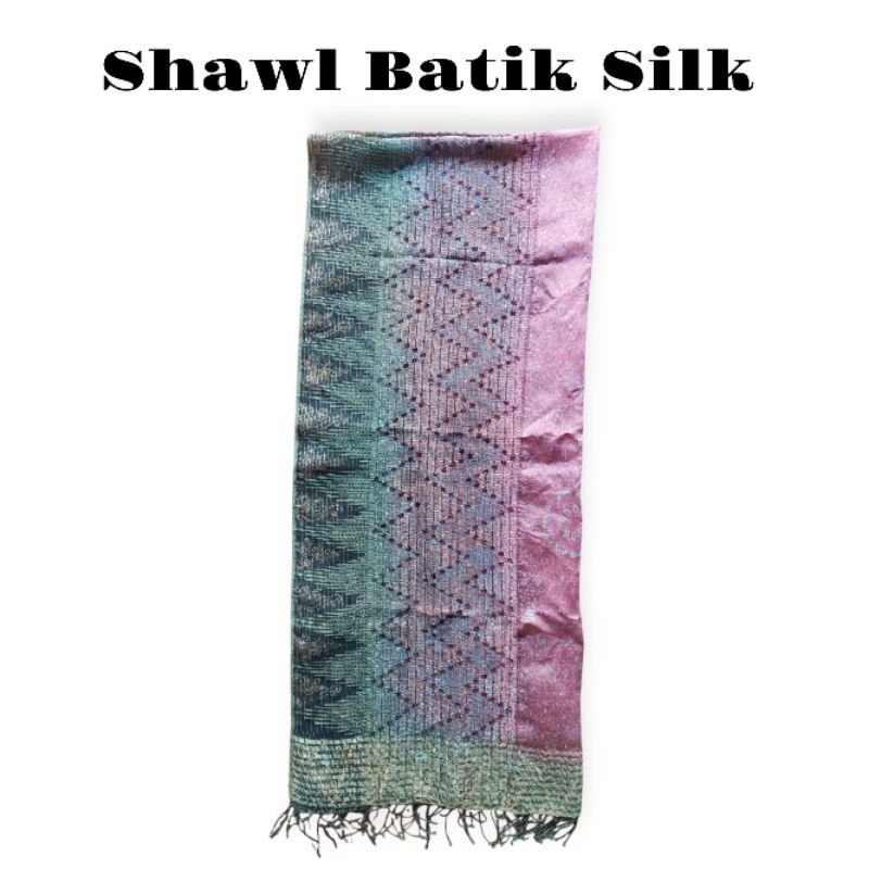 Shawl Parang Kencana Batik Silk Mix Colour Hand drawn Batik On Hand BNIB