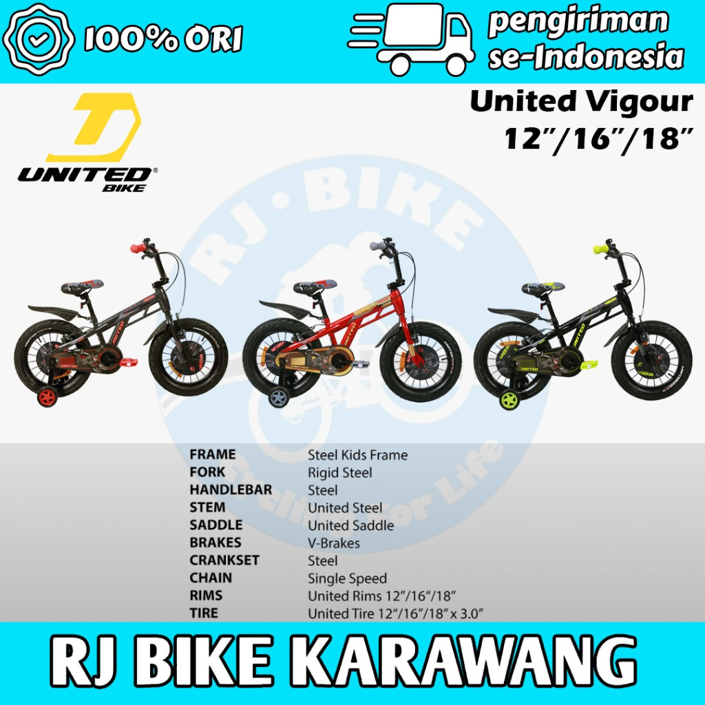 SEPEDA ANAK LAKI LAKI UNITED VIGOUR 12 16 18 INCH