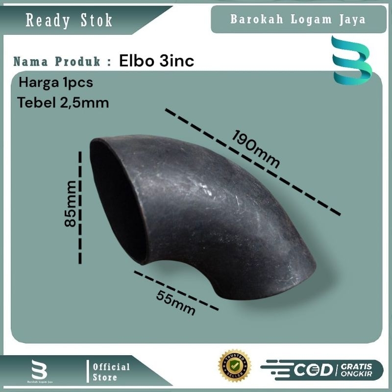 Elbow/knee pipa besi 3inc | sambungan pipa besi