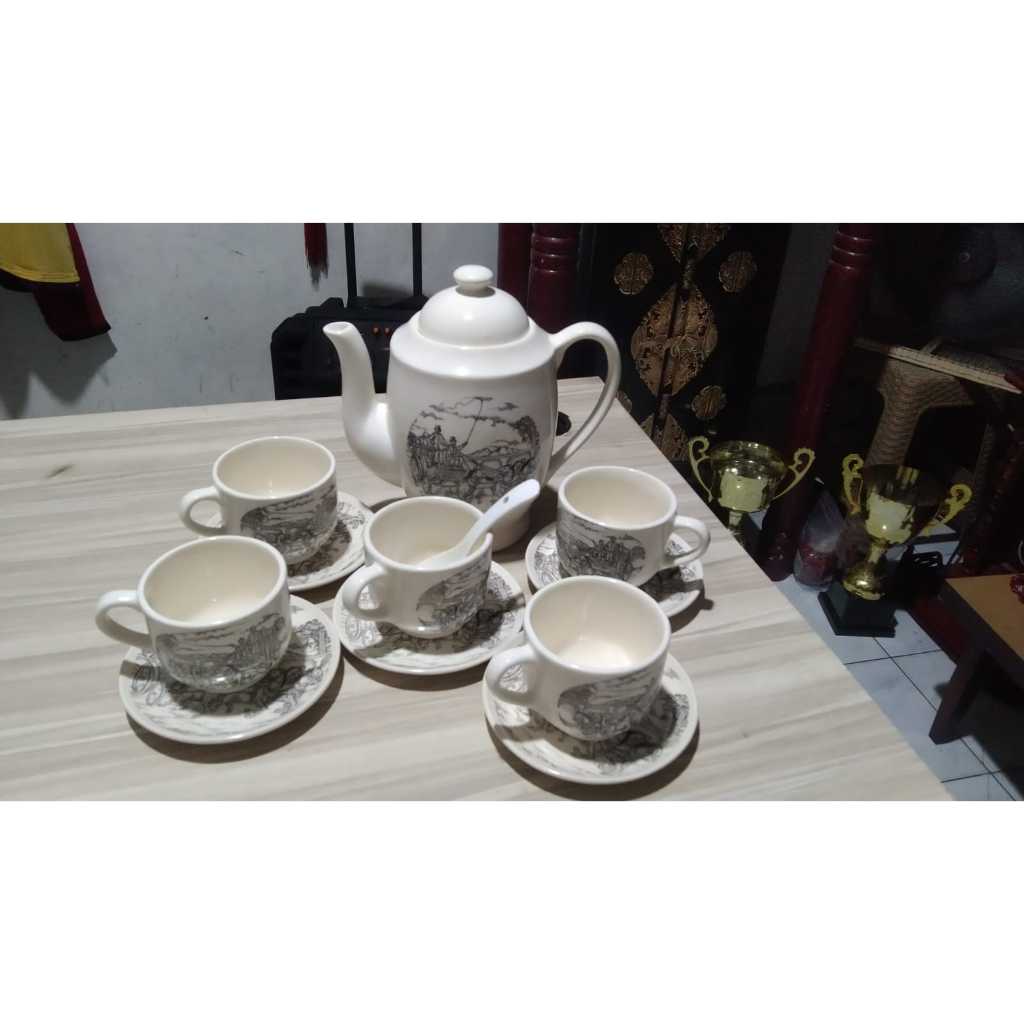 Teaset Keramik Eropa Kuno Jadul Antik