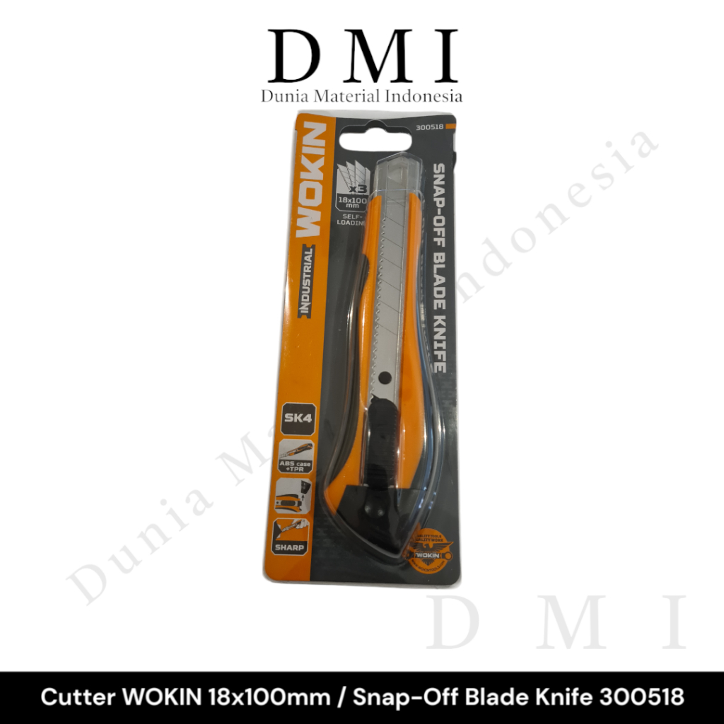 

Pisau Cutter WOKIN Industrial 18x100mm | Snap-Off Blade Knife | Perkakas Tangan | 300518 | (1PC)