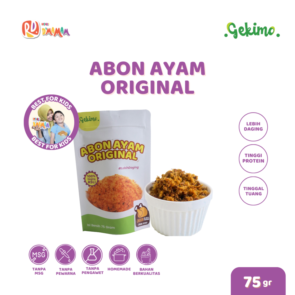 

D'MAMAM Abon Ayam Anak MPASI 75g Full Daging Travel Friendly Non MSG Non Pengawet Gekimo