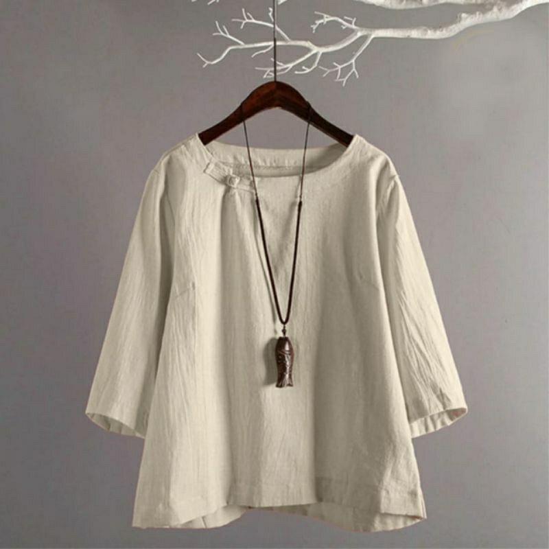 Blouse Jumbo Baju Atasan Wanita Kekinian Style Korea Simple LD 120 KINAN