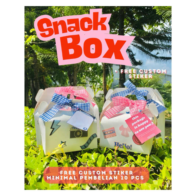 Snack Box Hampers Free Custom Stiker (Gable Box) Biru & Pink