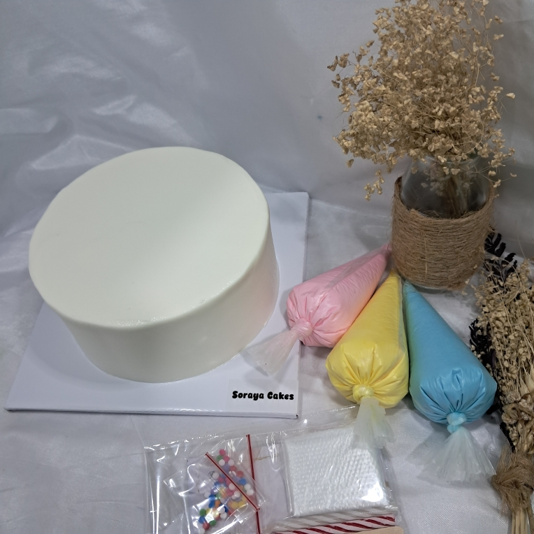 

Cake DIY ukuran 14 Cm Soraya Cakes Kue Putih dekor sendiri