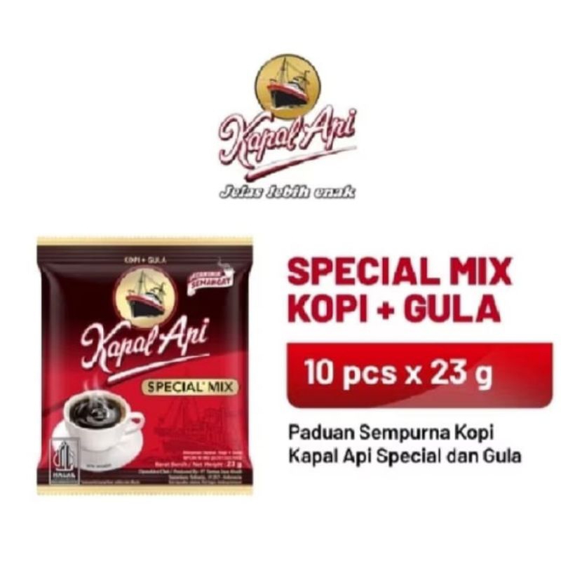 

Kopi Kapal Api special Mix 23 gram 1 Rcg 10 Pcs