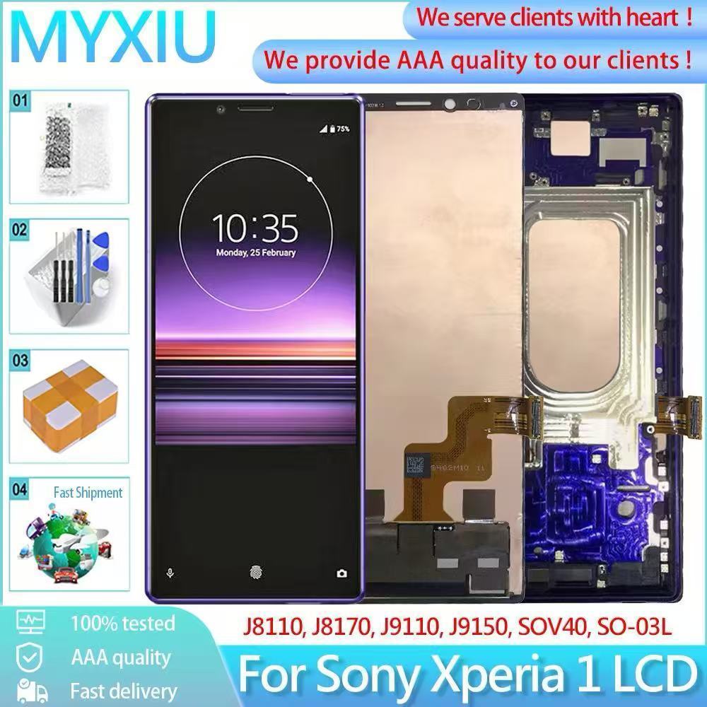 Original For Sony Xperia 1 Lcd Display Screen+Touch glass Digitizer Frame x1 full J8110 J8170 J9110 