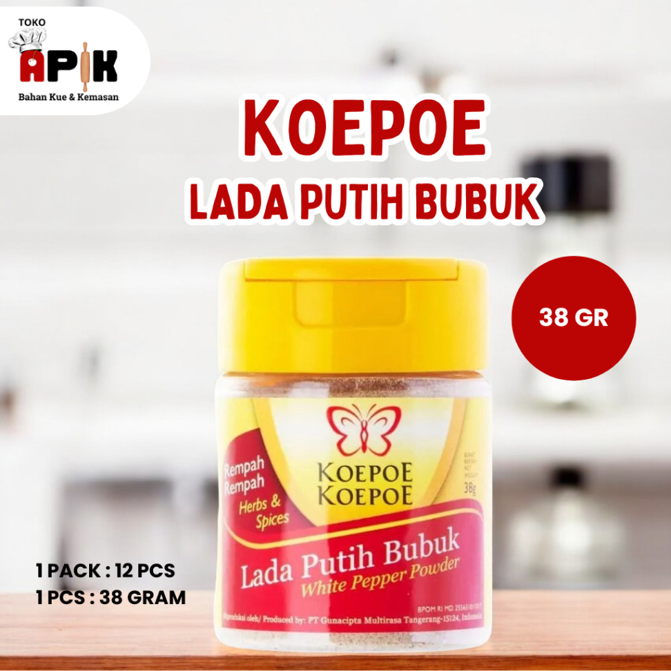 

Lada Putih Perisa Bubuk / Koepoe Lada Putih Bubuk White Pepper Powder 38 gram / Koepoe Bumbu Kupu - botol kecil