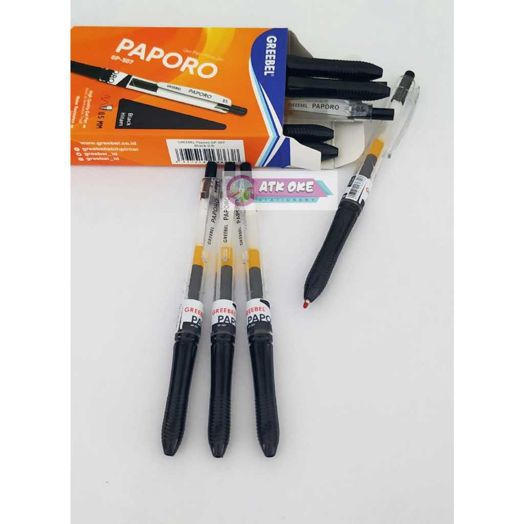

Grebeel Pen Paporo GP- 507 Black 0.5mm 1 Pcs/ 1 Biji
