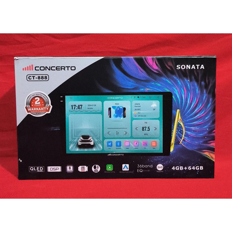 HU Android Concerto Sonata CT-888 Qled 9 inch Ram 4+64 GB