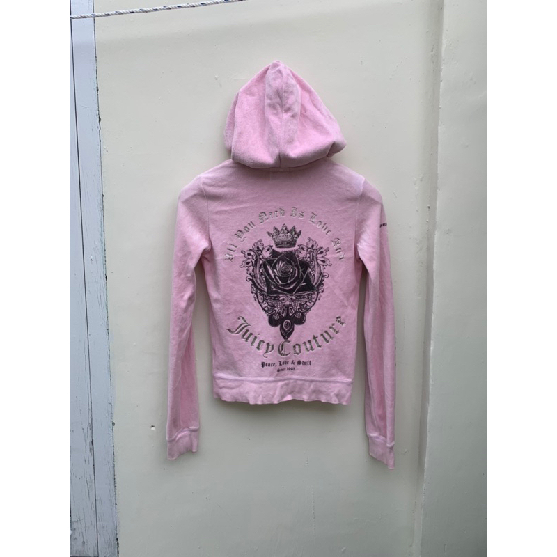 (Link split payment) Juicy Couture Pink Spel out Y2K Grunge velvet Tracksuit Jacket