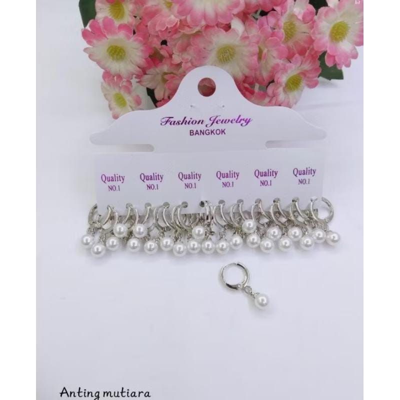 GROSIR 12PASANG ANTING JEPIT XUPING SILVER ANTING MUTIARA DEWASA/REMAJA