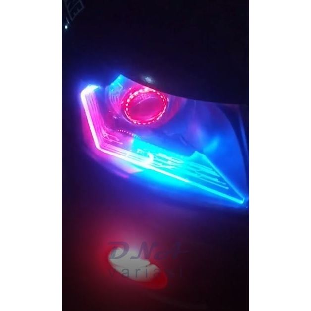 Slim Hexagonal Frame DRL Lampu Headlamp Mobil Running Sein LED Aplikasi RGB Lampu Depan Mobil Karimu