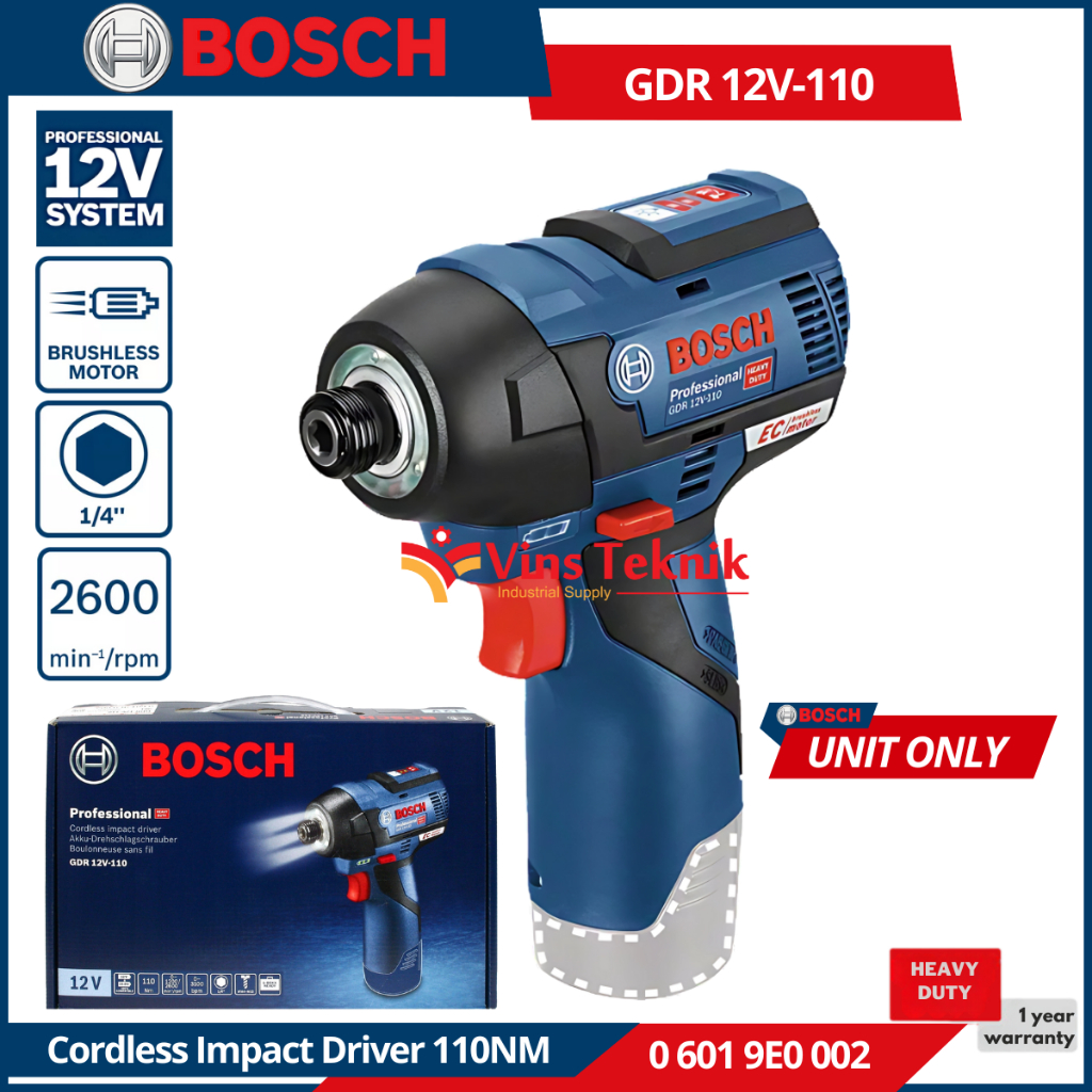 Brushless Impact Driver Mesin Bor Obeng Baterai 12V BOSCH GDR 12V-110 GDR 12V