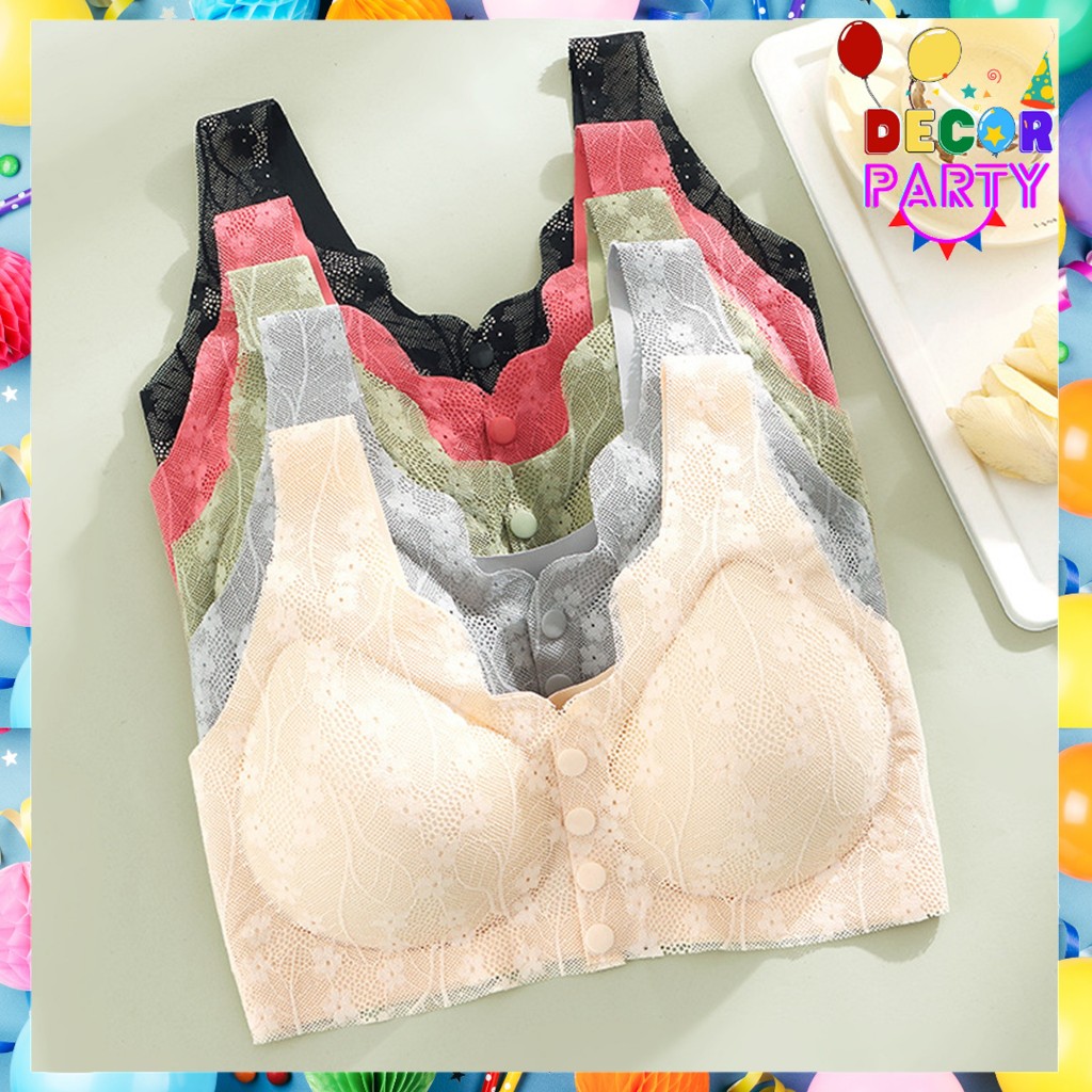 DP Bra Wanita Brukat Seamless Bra Wanita Model Kancing BH Sport Wanita Tanpa Kawat 7041 Push Up Yoga