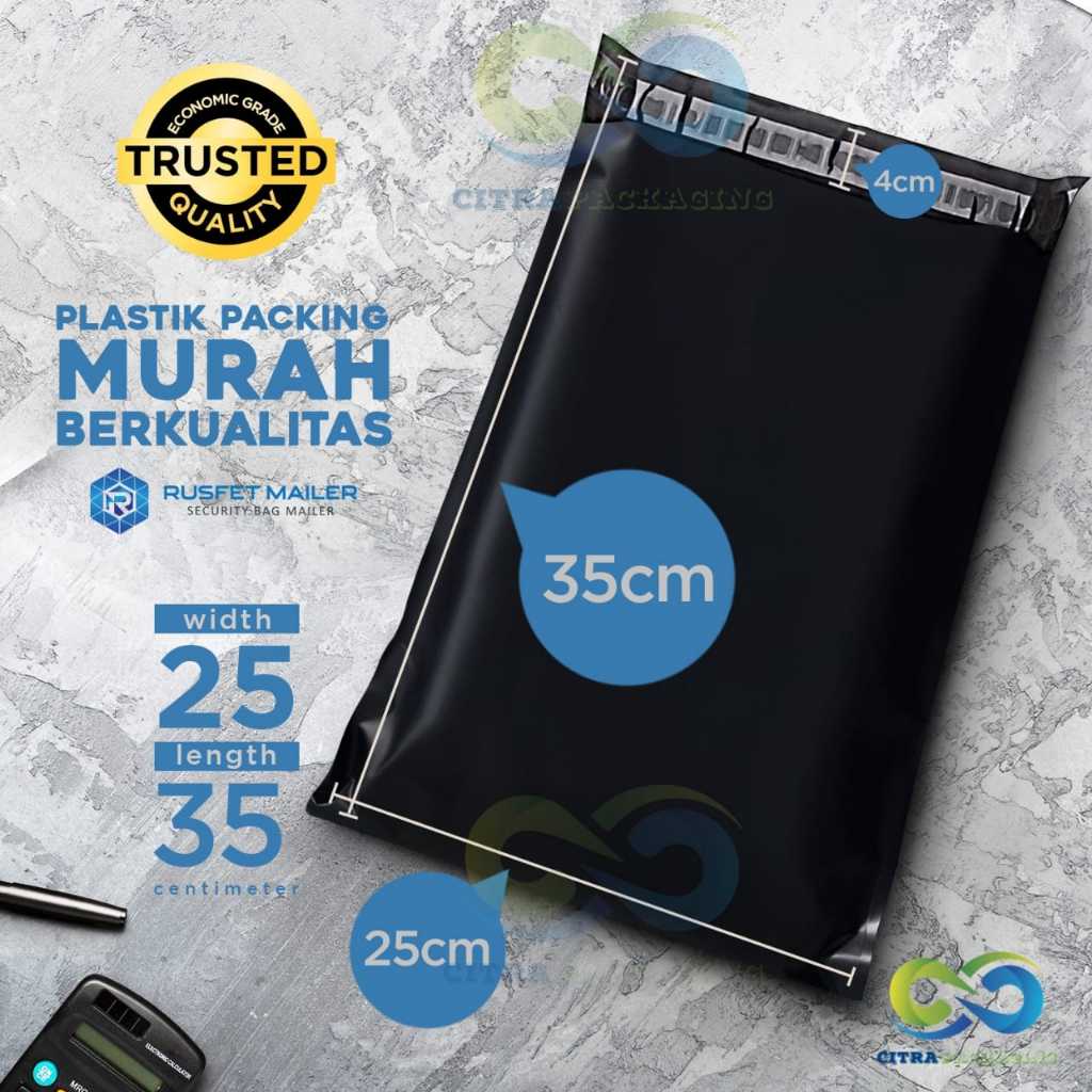 

POLYMAILER AMPLOP PACKING ONLINE TERMURAH - ISI 100 LEMBAR 25 X 35 Hitam