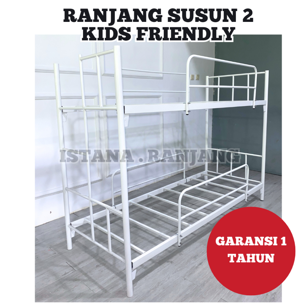 Ranjang Susun 2 Tingkat Anak dan Dewasa || Ranjang Susun Kaki Pendek || Tempat Tidur Anak