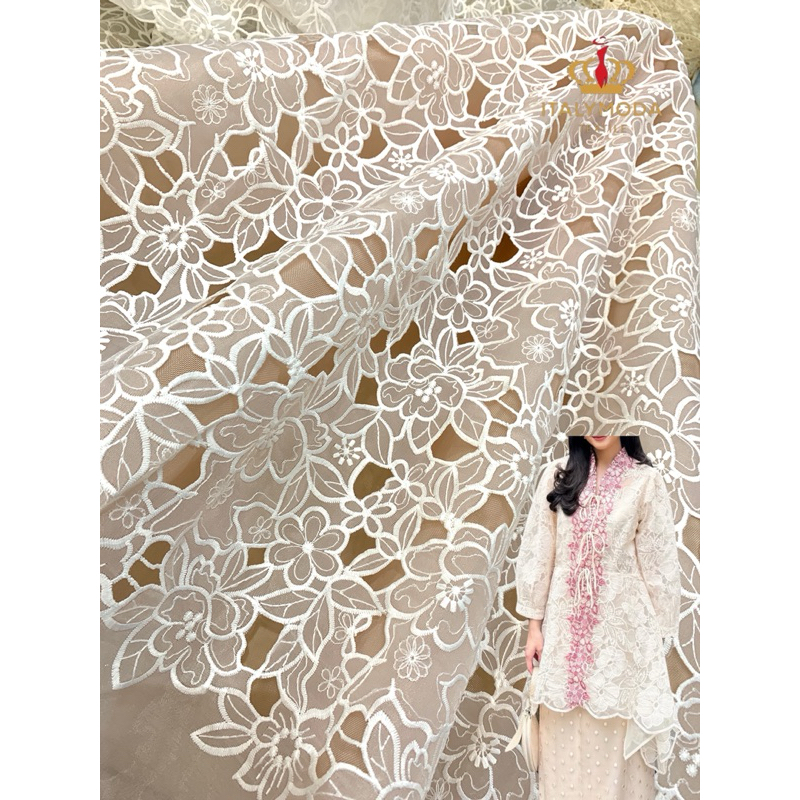 Bahan Kain Organza Motif/ Organza Bordir Bunga Motif Terbaru