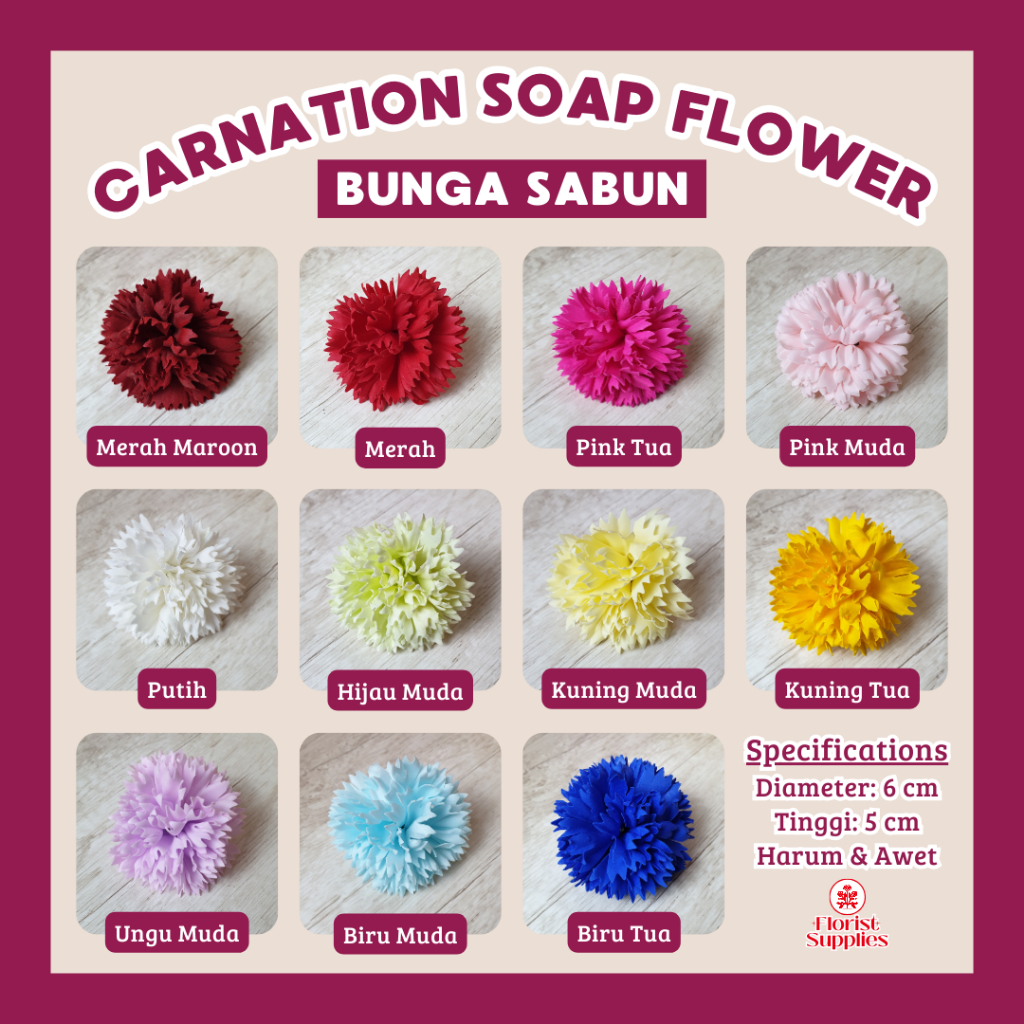 Bunga Sabun Carnation Soap Flower Satuan Bunga Buket Dekorasi Hiasan Bunga Sabun Artificial Flower