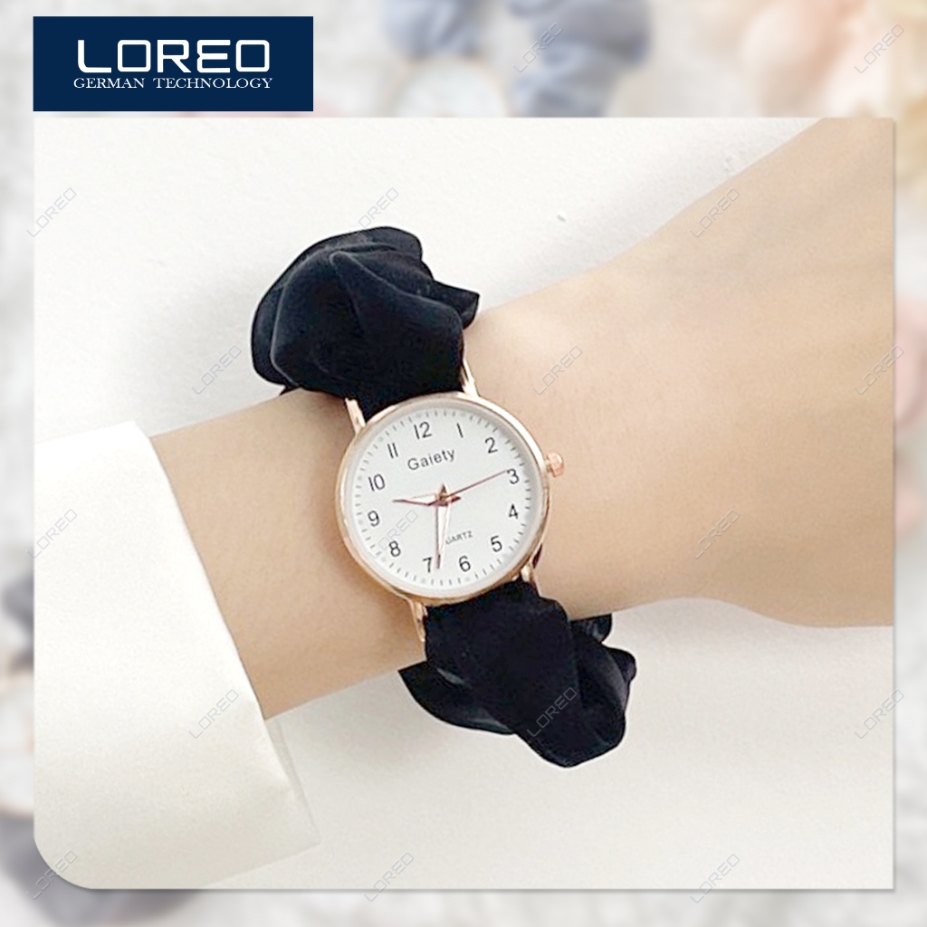 Loreo - Jam Tangan Wanita Model Scrunchie Analog Watch Strap Elastis