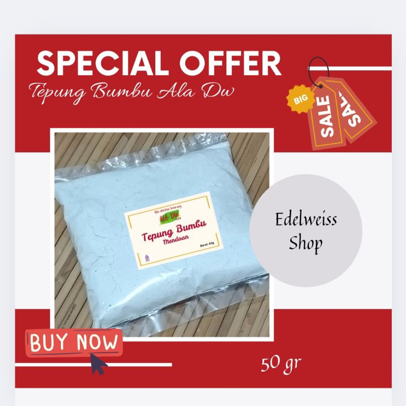 

Tepung Bumbu ALA DW Untuk Membuat Mendoan Tempe Gembus Tahu Ikan 10 Pcs Tepung Siap Pakai Non MSG