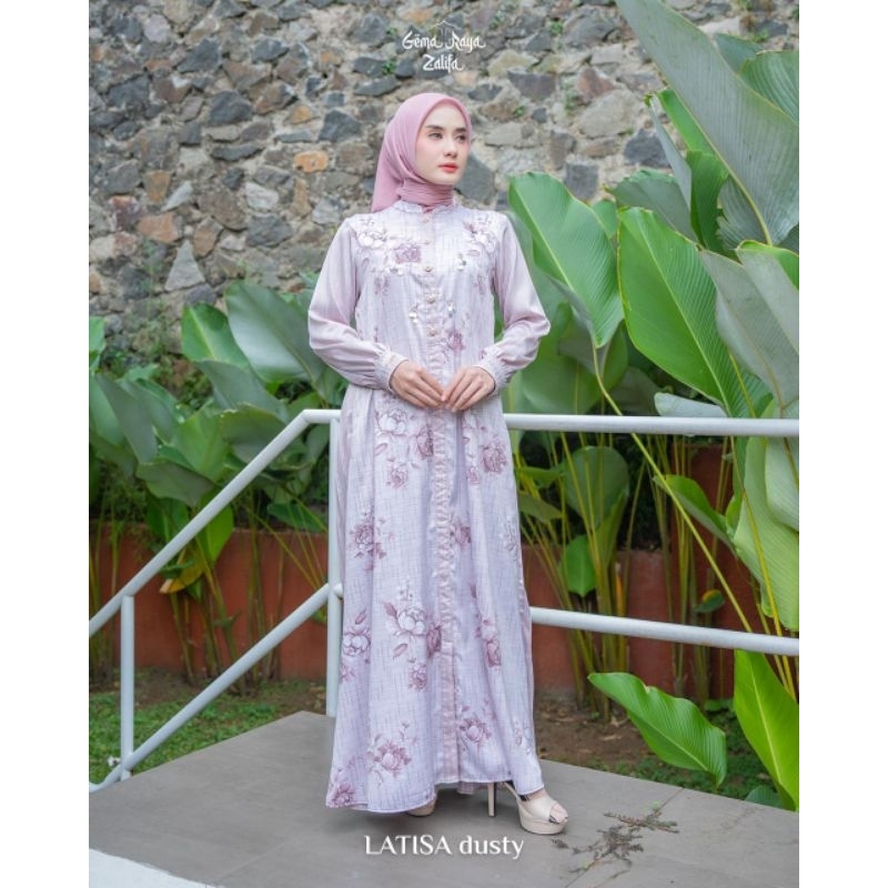 LATISA dress by Zalifa,gamis zalifa terbaru,gamis lebaran,gamis satin silk