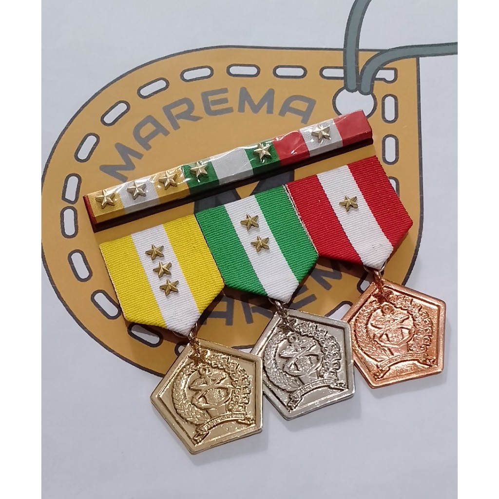 MENWA 1,2&3 - Lencana pita PDH medali PDU resimen mahasiswa Merah Hijau Kuning / MENWA 2 4 6 tahun/ 