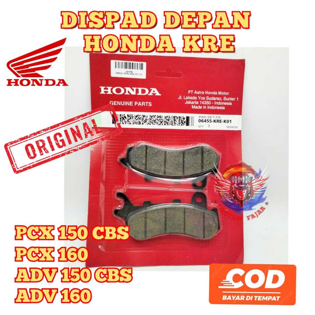 Dispad Depan Original Honda KRE Kampas Rem PCX 150 CBS PCX 160 ADV 150 CBS ADV 160 Kanvas Rem Cakram