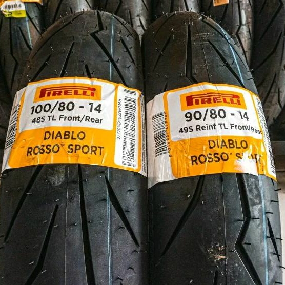 BAN PIRELLI SEPASANG UKURAN 100/80 14,90/80 14