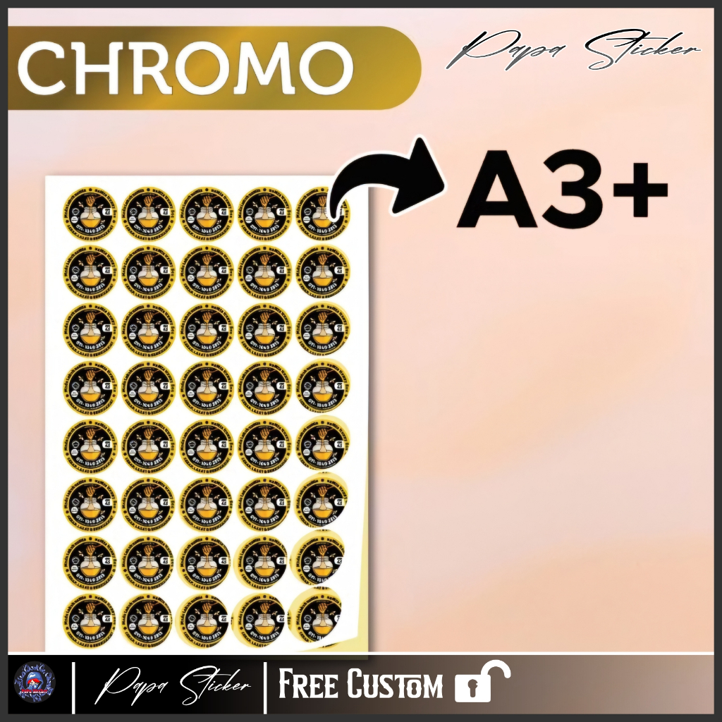 

Sticker Chromo/Bontax dan Vinyl Label Makanan Ukuran A3+ SUDAH SAMA CUTTING