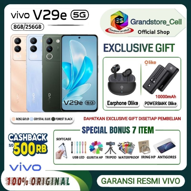 VIVO V29E 5G RAM 8/256GB | VIVO V29 E 5G RAM 8/256GB GARANSI RESMI VIVO INDONESIA