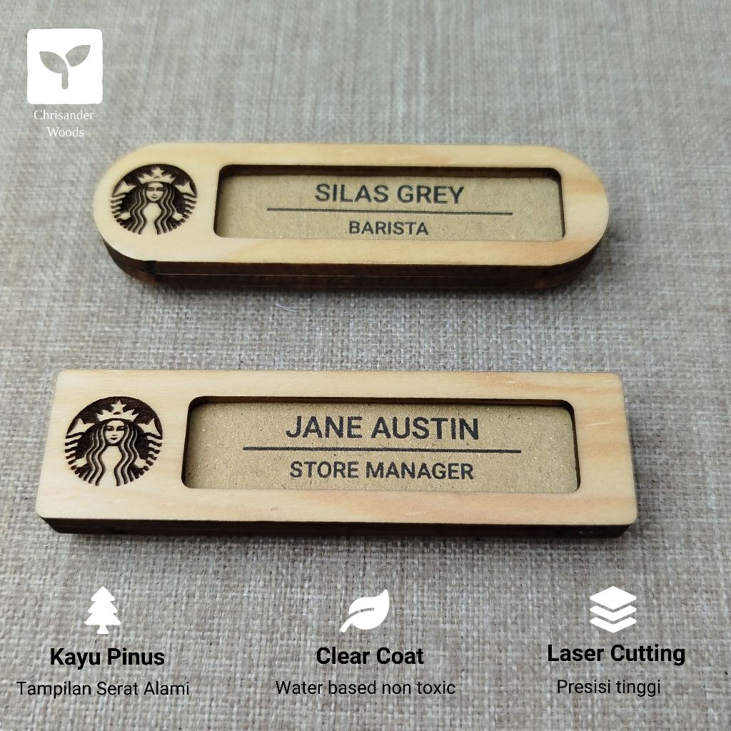 

Reusable Name Tag Magnet Custom Kayu | Tag Nama Magnet Custom | Papan Nama Dada Magnet