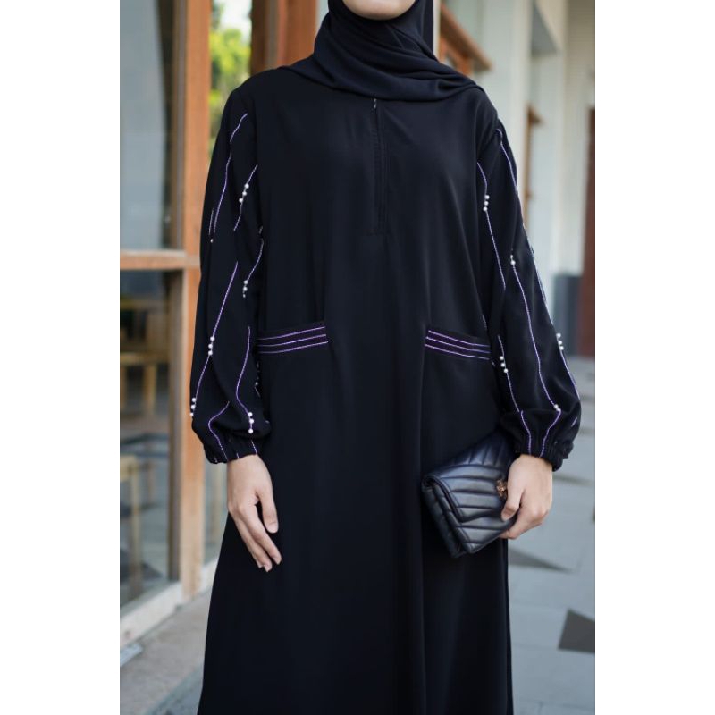 Abaya Aisha / Abaya Hitam / Abaya Arab / Abaya Jahit Mutiara / Abaya Saudi