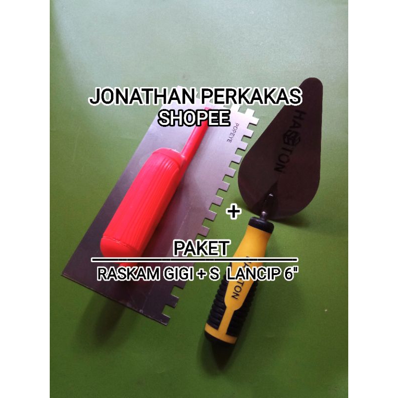 paket pasang keramik raskam gigi+sendok semen lancip/paket sendok semen lancip+raskam gigi