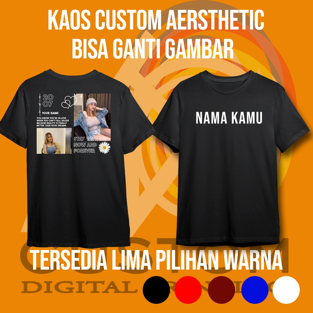 ANTCUSTOM Kaos Custom Foto Bucin Streetwear Pria Wanita Tshirt Baju Kaos Distro Custom Aesthetic Fot