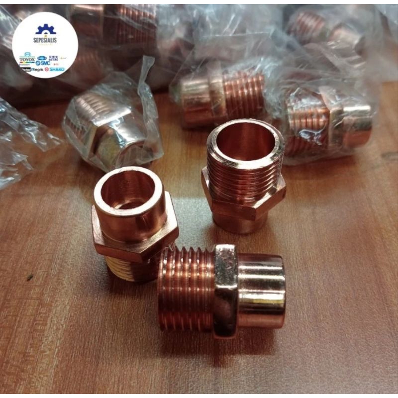 sock drat  luar 1/2" inch tembaga ukuran 1/2" inch drat luar tembaga