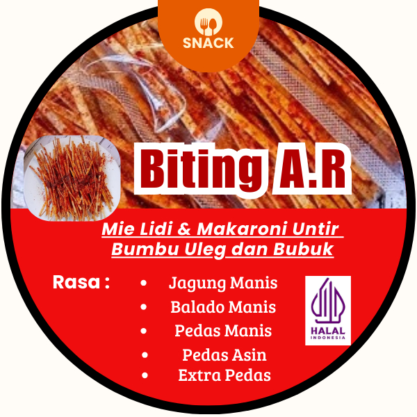 

Snack Biting A.R Mie Lidi & Makaroni Untir Bumbu Uleg & Bumbu Bubuk