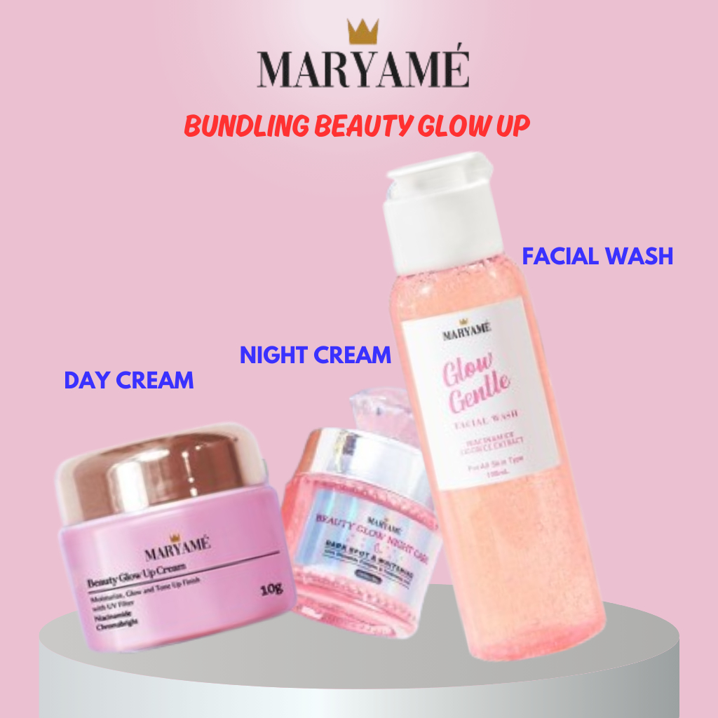 Paket Bundle Skincare Maryame Beauty Glow Up Day Night Cream Pemutih Wajah Penghilang Flek Hitam Ori