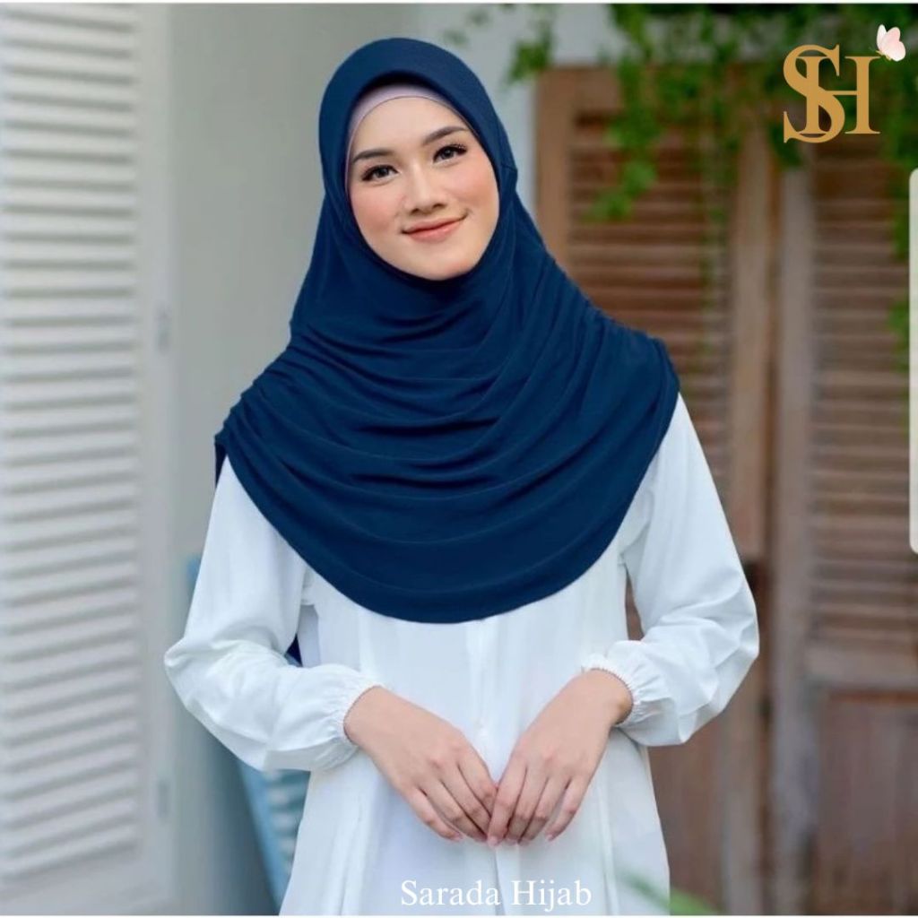 Hijab Instan Rumana Polos Kerudung Bergo Kerut Kiri dan Kanan
