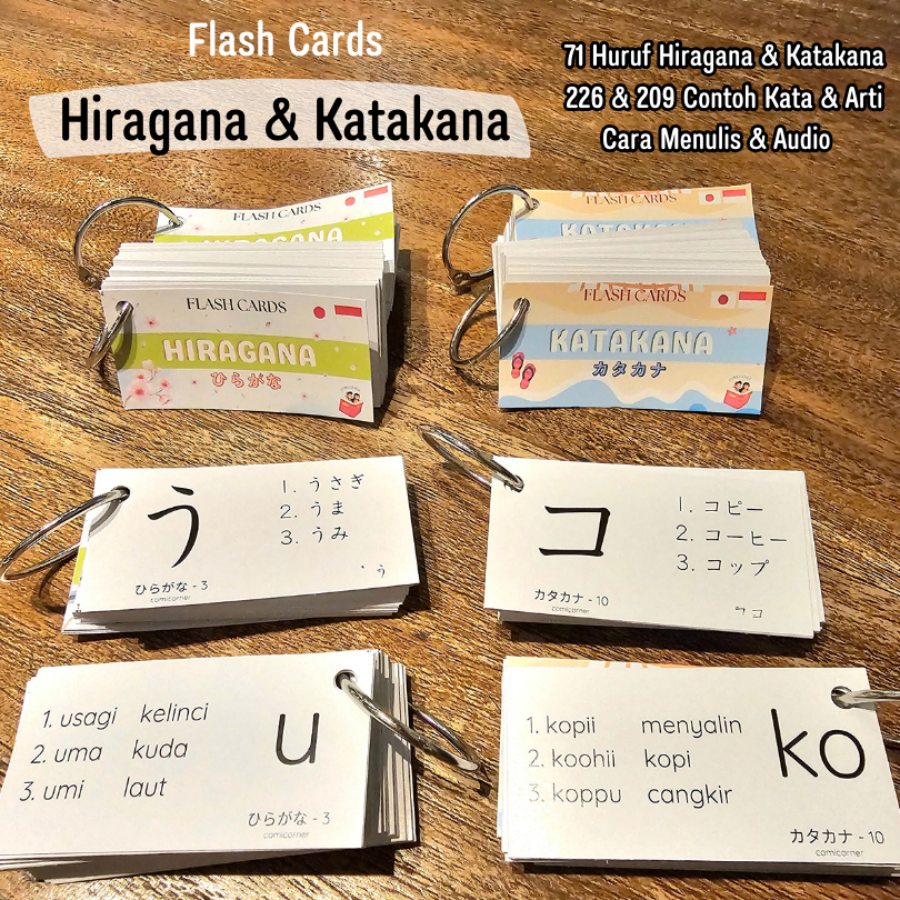 Hiragana dan Katakana Flash Cards Bahasa Jepang Pemula