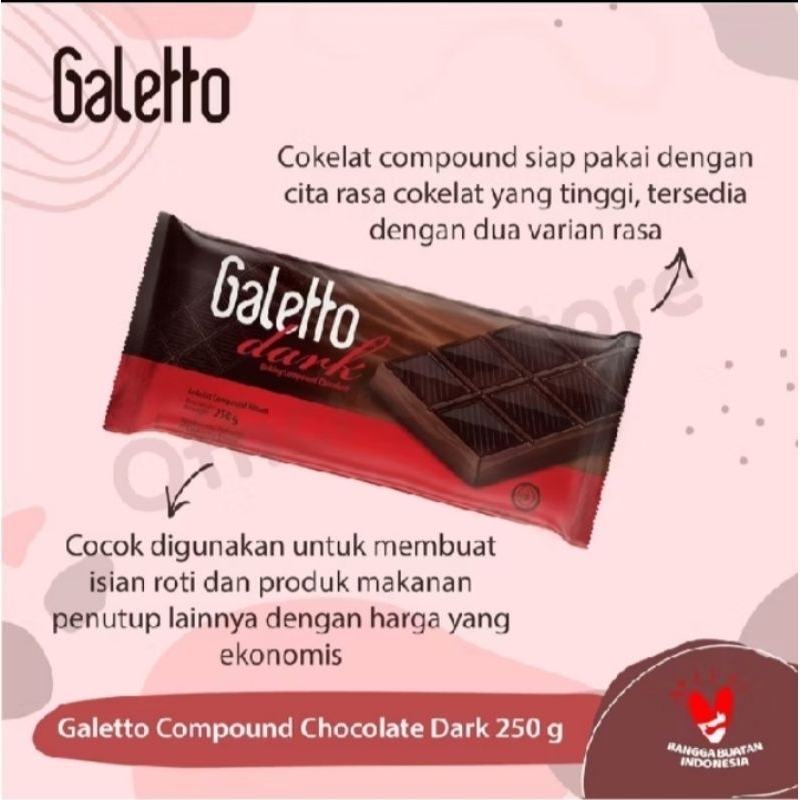 

Galetto Coklat Compound 250gr/eceran/Grosir/Perkardus isi 24pcs