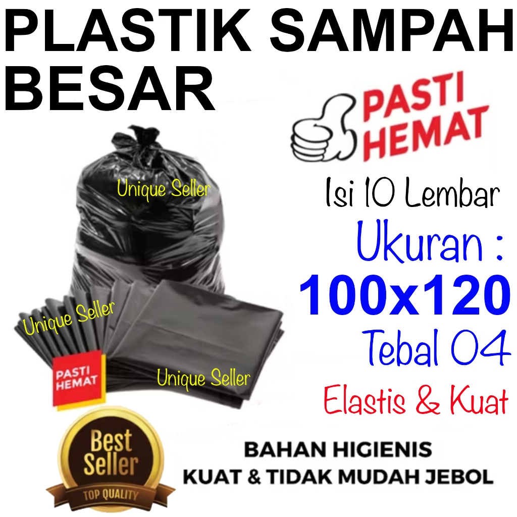 [Isi10] Kresek Sampah Uk 100x120 Tebal 04 SAHABAT Kantong Plastik Sampah Besar Jumbo LOS PE Hitam
