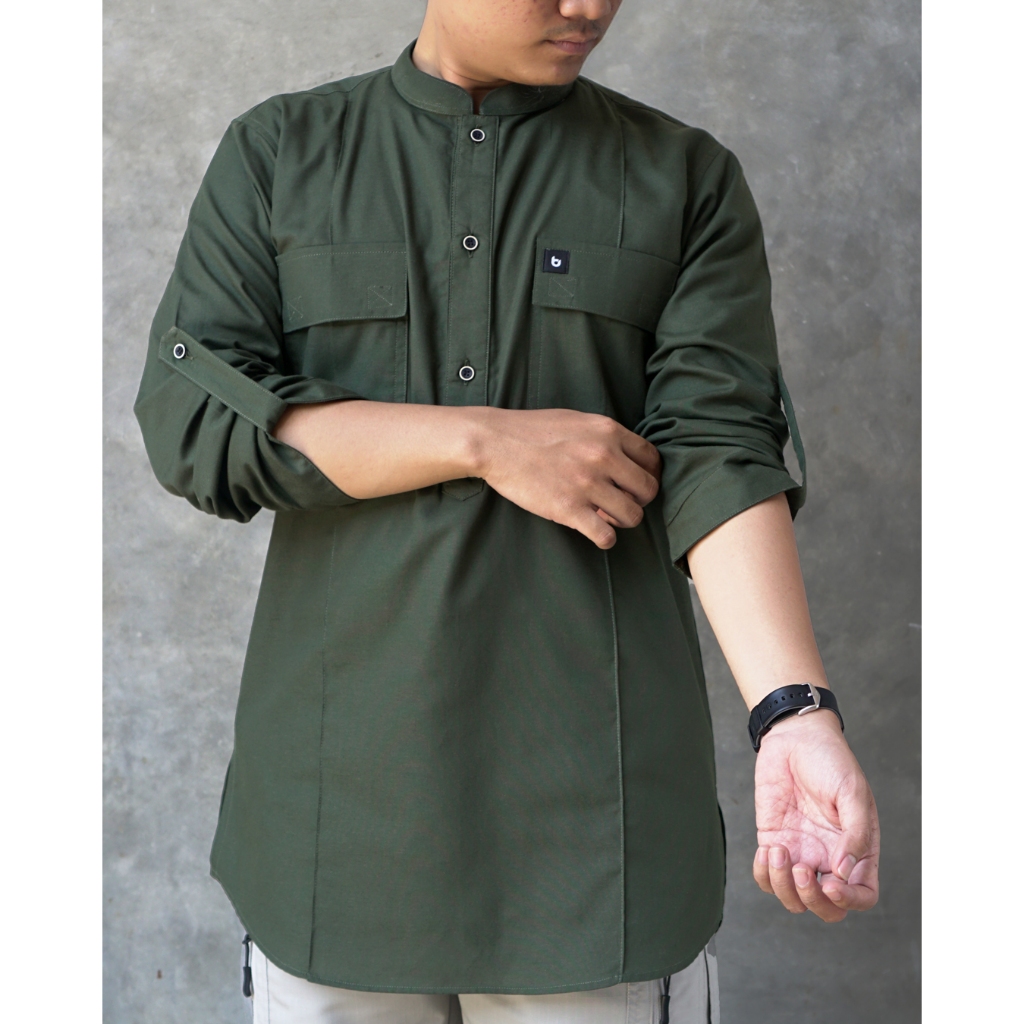 XL Kurta ElBrus Long Sleeve Bunayya Sunnah Clothing Lengan Panjang Kurta Outdoor Oxford Solid