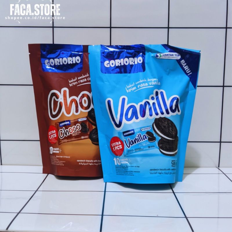 

Goriorio Biskuit sanwidwich vanila & coklat 76gr pouch