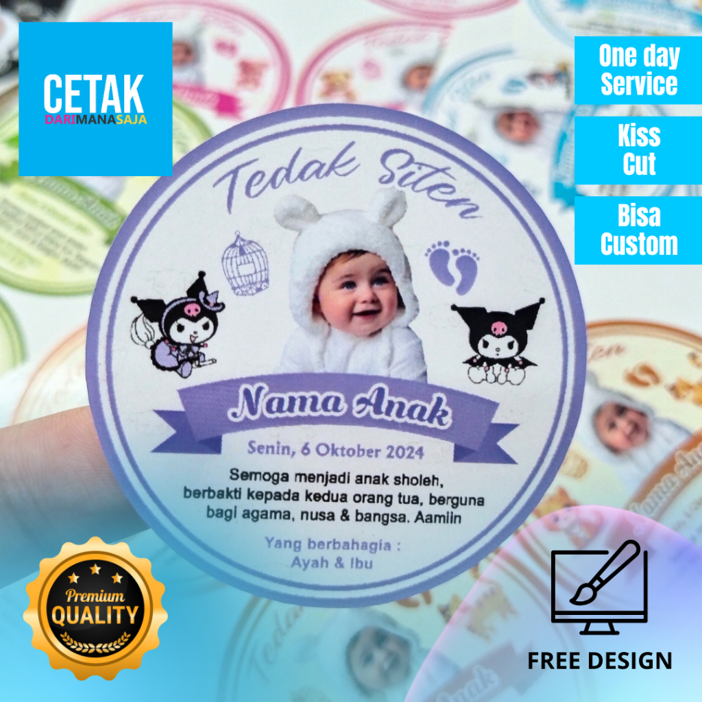 

5-7 Stiker Tedak Siten Free Design dan Cutting Bahan Cromo Tedhak Siten