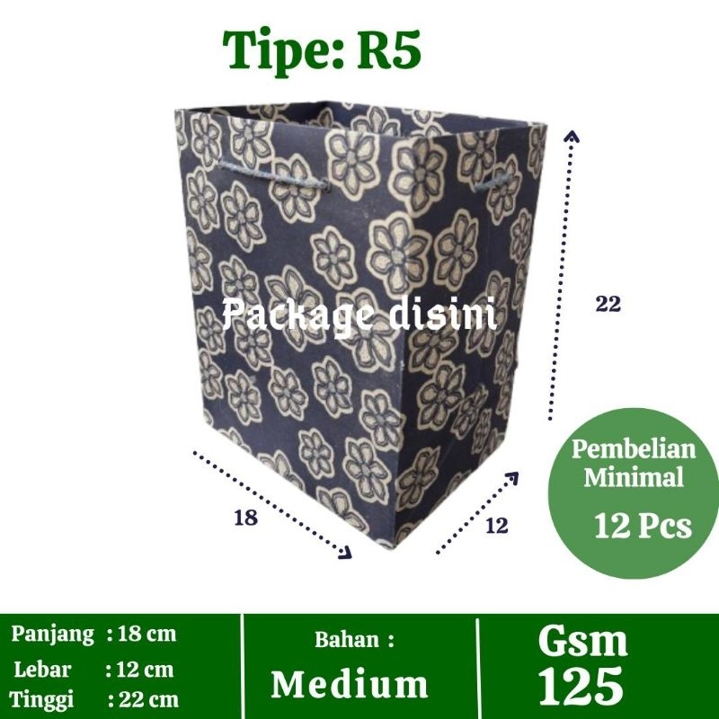 

Paper bag R5 batik Bunga ungu, tas kertas souvenir, P18 L12 T22