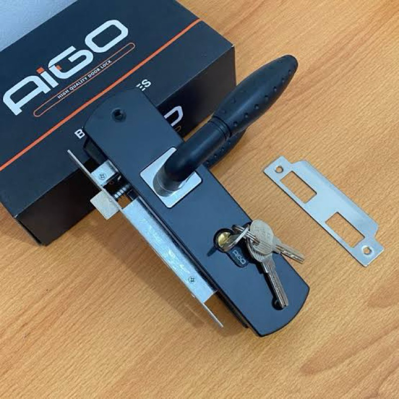 Kunci Pintu 1 SET Hitam Aigo ukuran Sedang