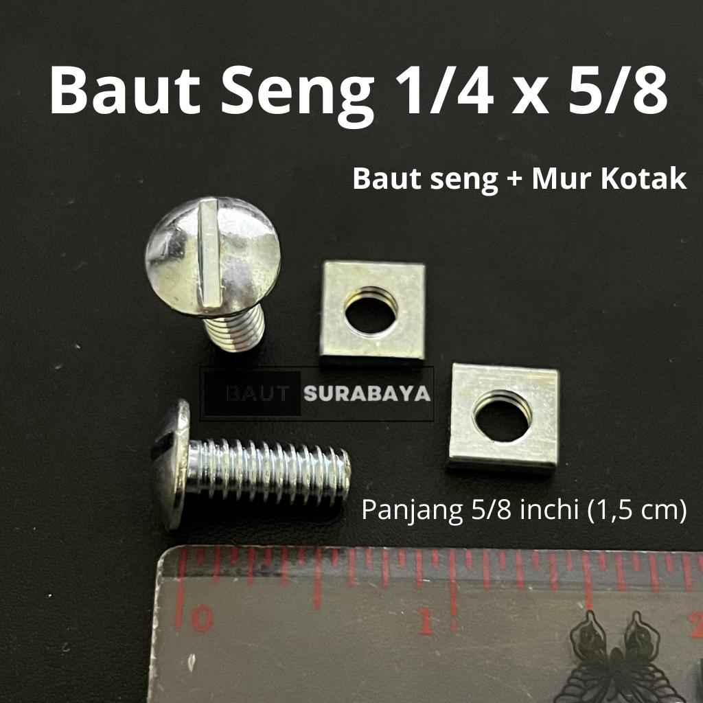 Baut Seng ¼ x ⅝ sudah termasuk Mur kotak baut plat nomor